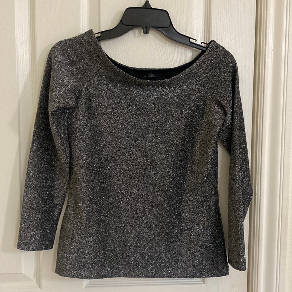 Ann Taylor Sparkly Gray Shirt